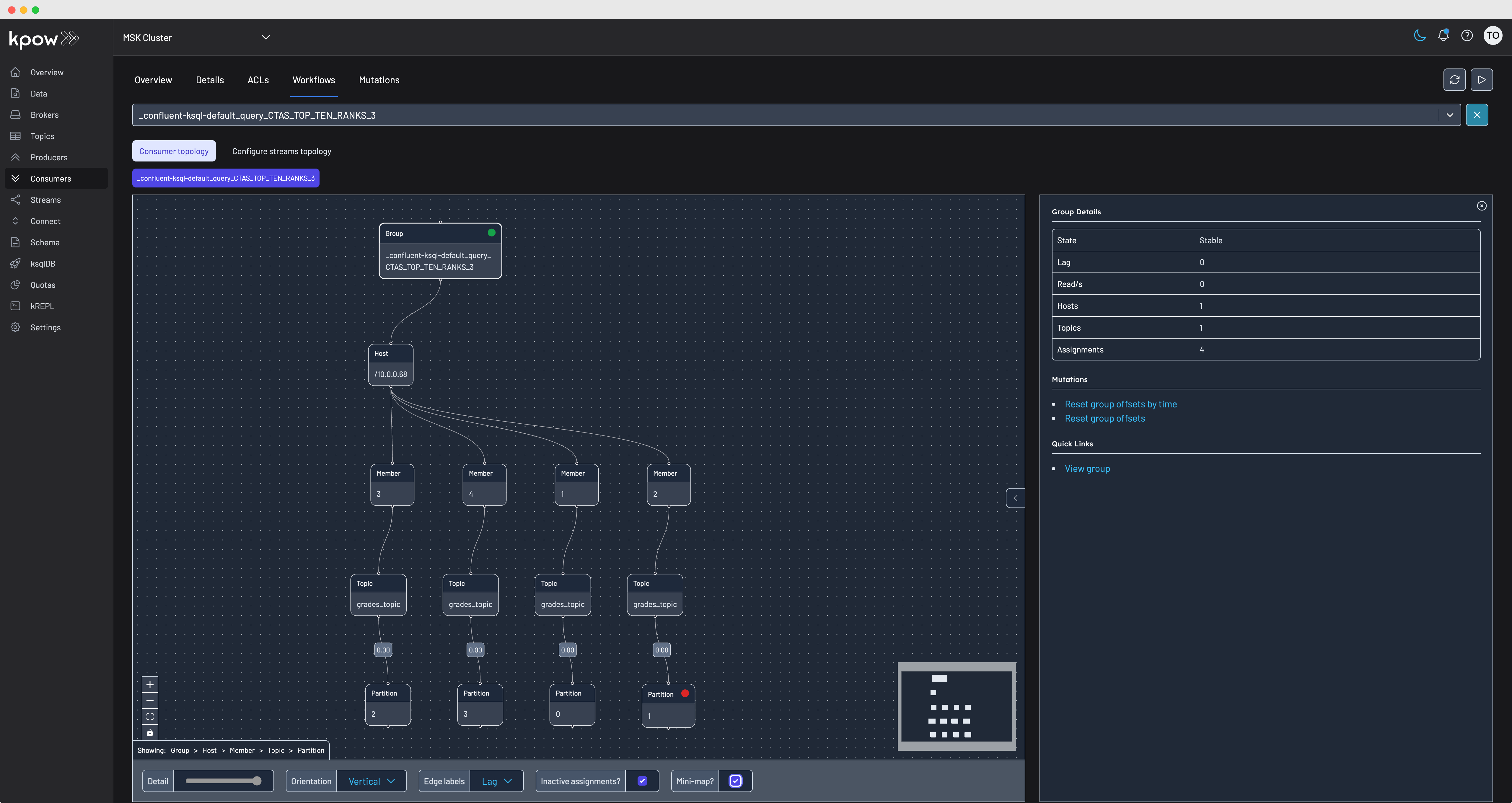 Consumer group topology